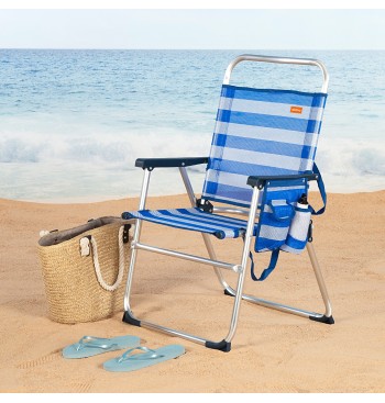 Chaise de plage haute fixe 48x50x88 cm avec rayures... 2