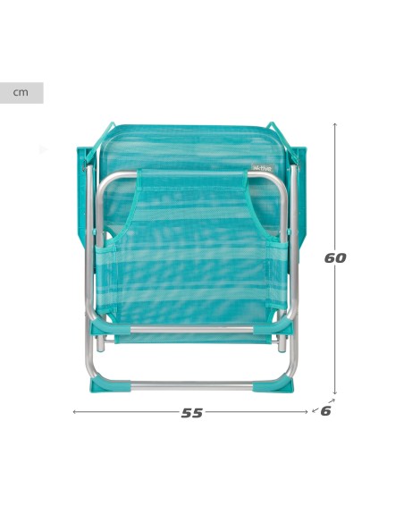 Chaise de plage basse fixe 45x40x70 cm turquoise