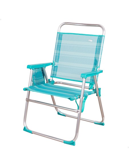Chaise de plage haute fixe turquoise 48x50x88 cm turquoise avec pochette