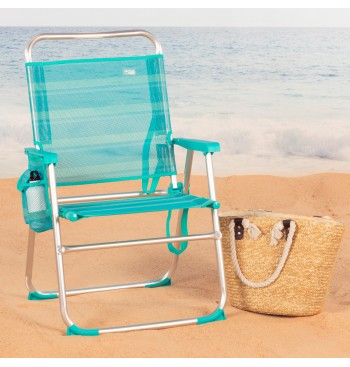 Chaise de plage haute fixe turquoise 48x50x88 cm... 2
