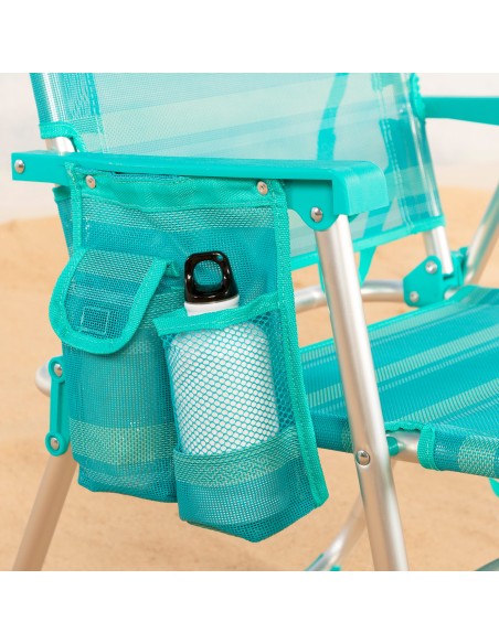 Chaise de plage haute fixe turquoise 48x50x88 cm turquoise avec pochette