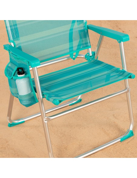 Chaise de plage haute fixe turquoise 48x50x88 cm turquoise avec pochette