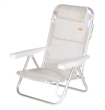 Chaise de plage basse multipositions 48x46x84 cm beige