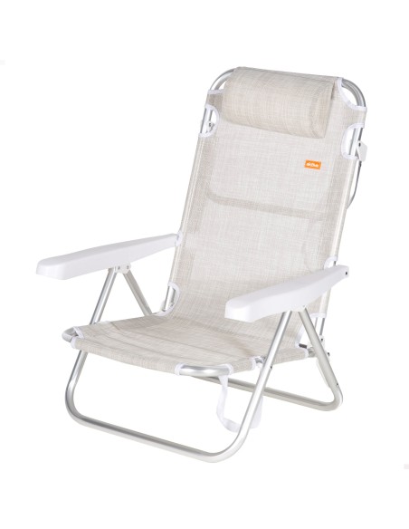 Chaise de plage basse multipositions 48x46x84 cm beige