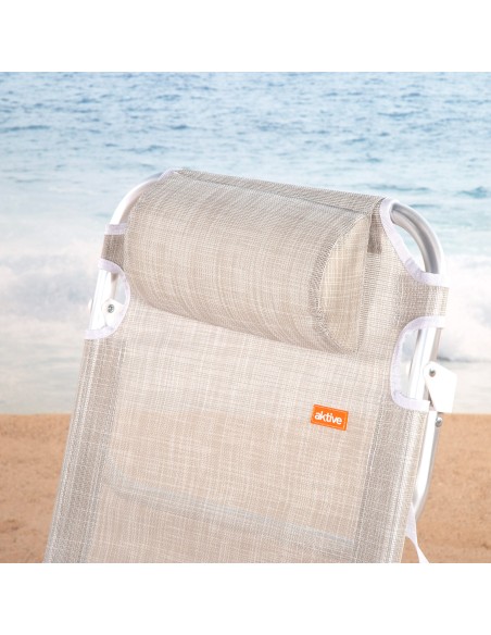 Chaise de plage basse multipositions 48x46x84 cm beige