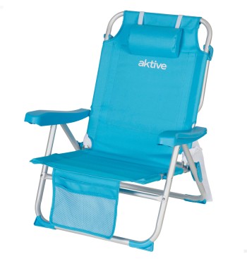 Chaise de plage basse XL multiposition 50x60x80 cm bleu