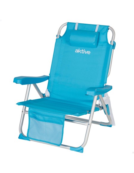 Chaise de plage basse XL multiposition 50x60x80 cm bleu