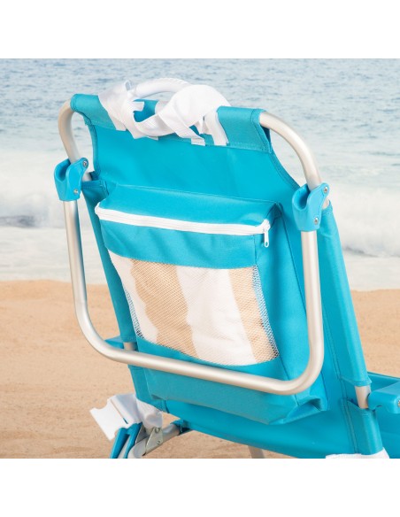 Chaise de plage basse XL multiposition 50x60x80 cm bleu