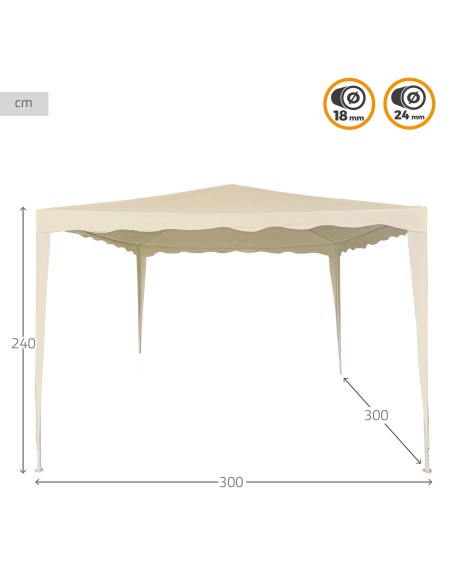 Tonnelle de jardin amovible 300x300x240 cm crème
