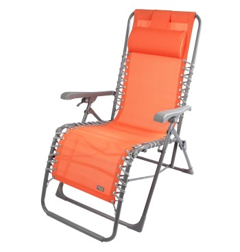 Chaise longue de jardin pliante orange zéro gravité avec...