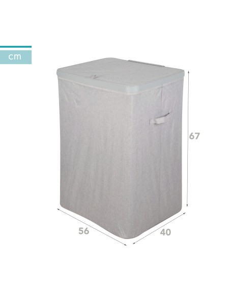 Panier à linge Max Home, 100 litres, gris clair, 2 compartiments avec sacs amovibles