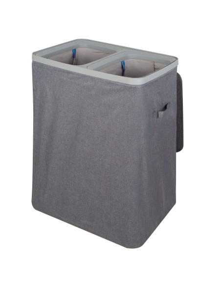 Panier à linge Max Home, 100 litres, gris foncé, 2 compartiments avec sacs amovibles