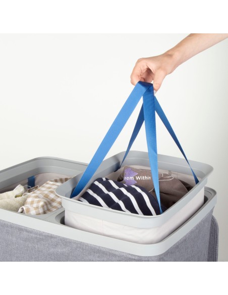Panier à linge Max Home, 100 litres, gris foncé, 2 compartiments avec sacs amovibles