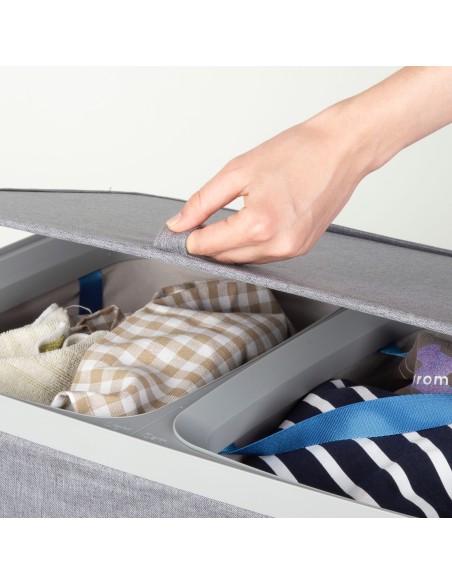 Panier à linge Max Home, 100 litres, gris foncé, 2 compartiments avec sacs amovibles
