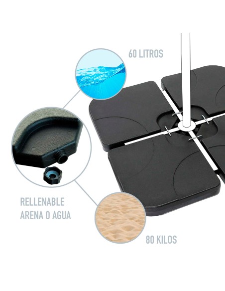 Base de parasol rechargeable carrée 4 pcs.