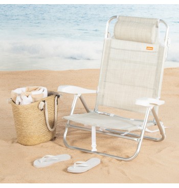 Chaise de plage basse multiposition 47x49x82 cm Ibiza 2