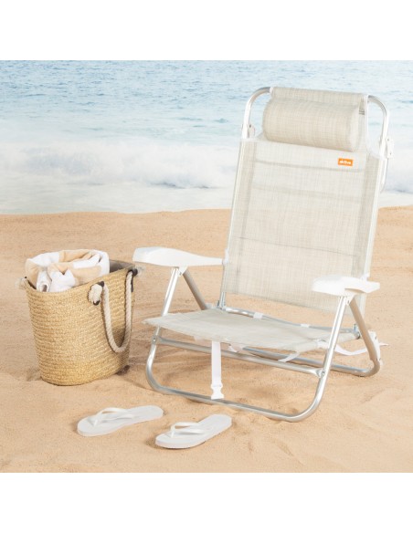 Chaise de plage basse multiposition 47x49x82 cm Ibiza