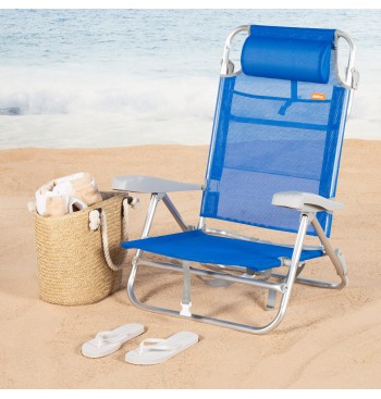 Chaise de plage basse multiposition 47x49x82 cm Gomera 2
