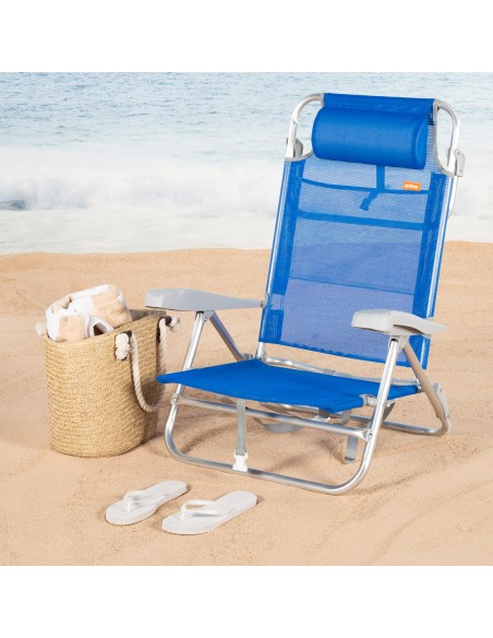 Chaise de plage basse multiposition 47x49x82 cm Gomera