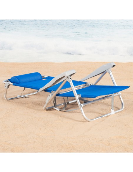 Chaise de plage basse multiposition 47x49x82 cm Gomera