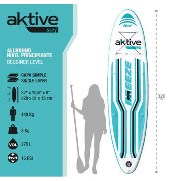 Planche de paddle gonflable pour débutants 10.6" bleue 2