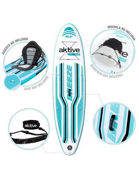 Planche de paddle gonflable pour débutants 10.6" bleue