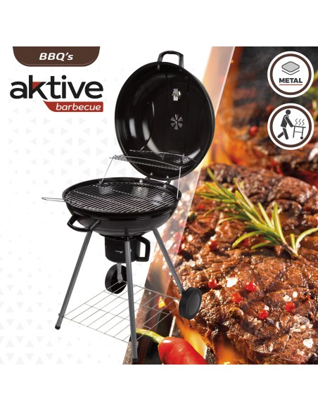 Barbecue à charbon rond portable avec couvercle