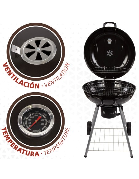 Barbecue à charbon rond portable avec couvercle