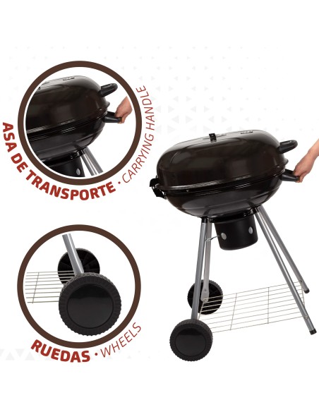 Barbecue à charbon rond portable avec couvercle