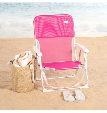 Chaise de plage fixe pliante 44x40x72 cm fuchsia 2