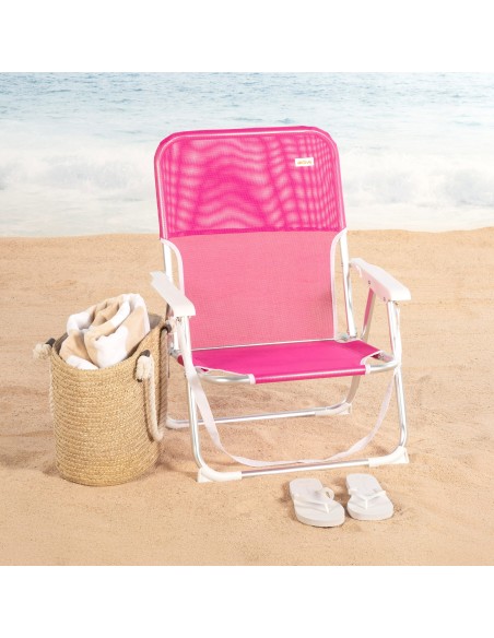 Chaise de plage fixe pliante 44x40x72 cm fuchsia