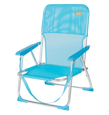 Chaise de plage pliante fixe 44x40x72 cm bleu