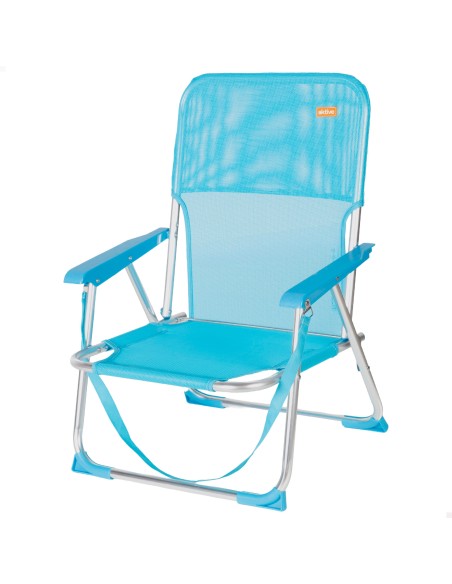 Chaise de plage pliante fixe 44x40x72 cm bleu
