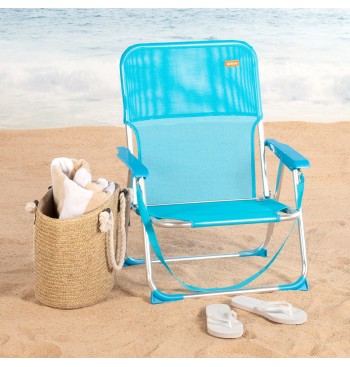 Chaise de plage pliante fixe 44x40x72 cm bleu 2