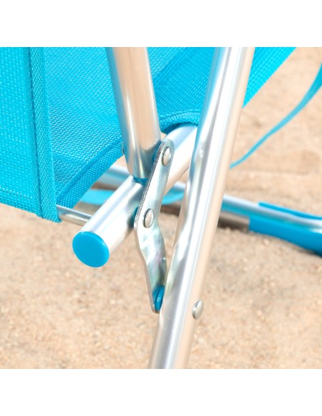 Chaise de plage pliante fixe 44x40x72 cm bleu