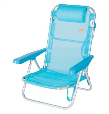 Chaise de plage basse multiposition 48x46x84 cm bleu