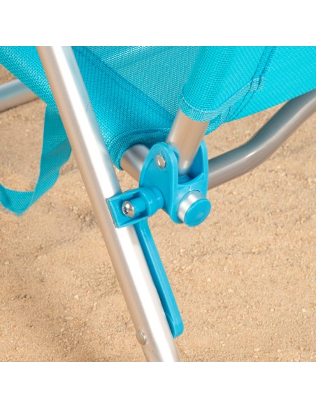 Chaise de plage basse multiposition 48x46x84 cm bleu