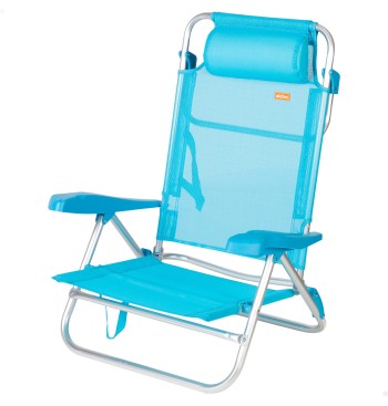 Silla playa baja multiposición 47x49x82 cm azul