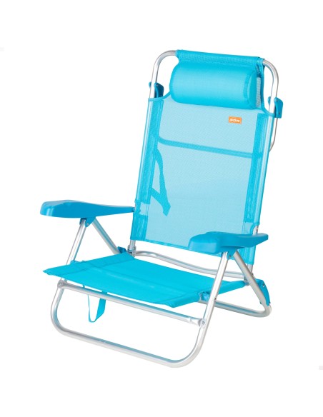 Silla playa baja multiposición 47x49x82 cm azul