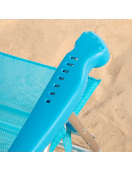 Silla playa baja multiposición 47x49x82 cm azul