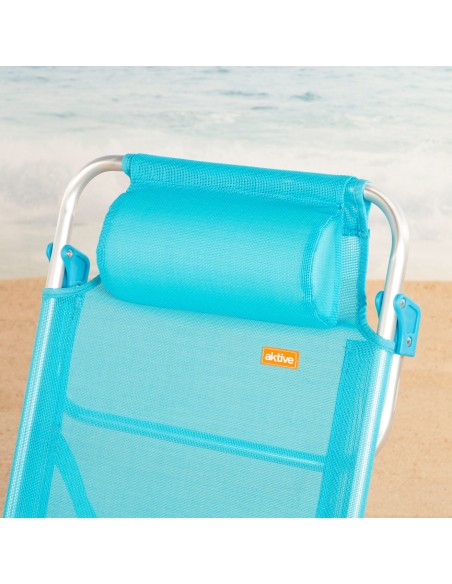 Silla playa baja multiposición 47x49x82 cm azul