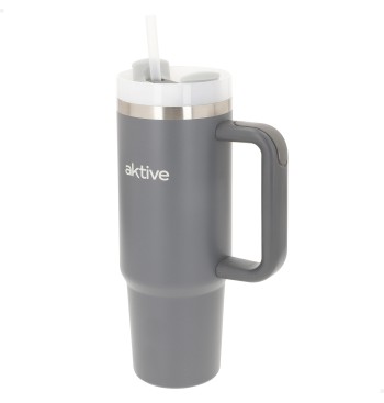 Bouteille thermos grise en acier inoxydable de 900 ml...
