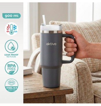 Bouteille thermos grise en acier inoxydable de 900 ml... 2