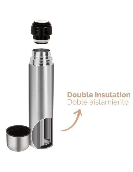 Thermos 1 L bouchon à vis en acier inoxydable doseur anti-fuite