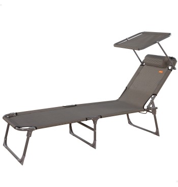Bain de soleil de plage pliant avec parasol et coussin...