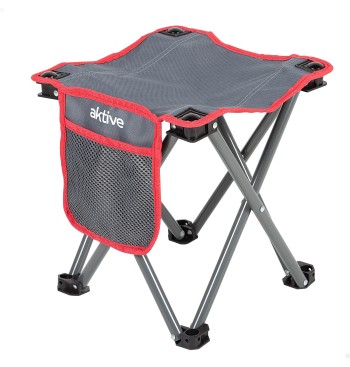 Tabouret de camping pliant en acier robuste avec poche