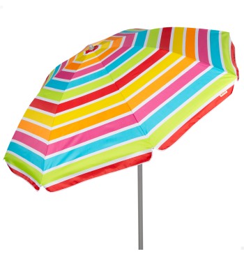 Parasol de plage 8 tiges 220 cm rayé couleurs