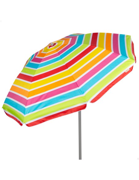 Parasol de plage 8 tiges 220 cm rayé couleurs