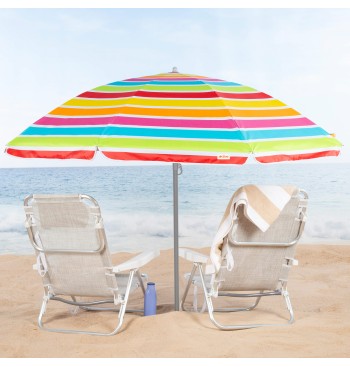 Parasol de plage 8 tiges 220 cm rayé couleurs 2
