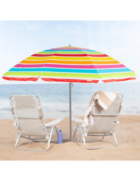 Parasol de plage 8 tiges 220 cm rayé couleurs